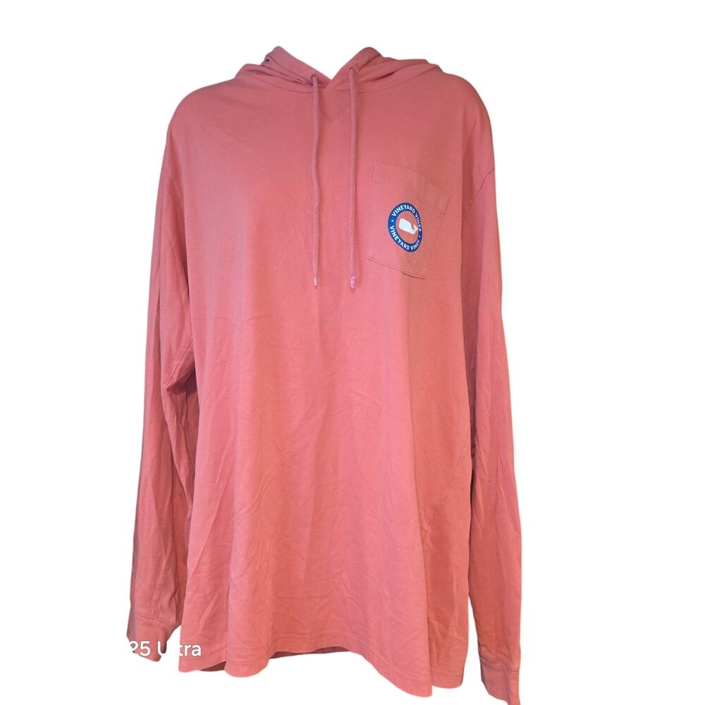Vineyard‎ Vines salmon colored long sleeve hooded tshirt w/logo sz L